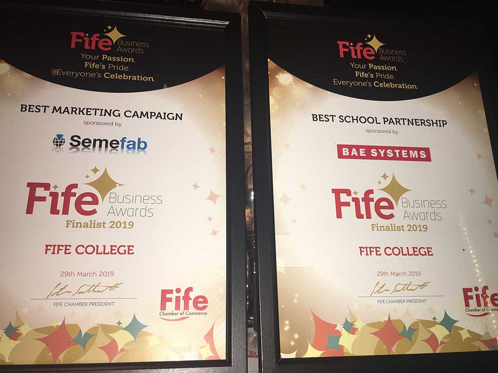 Fife College Finalists at Fife Chamber Awards