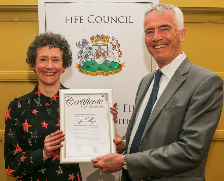 Fife College recognised for staff support at Fife Civic Awards