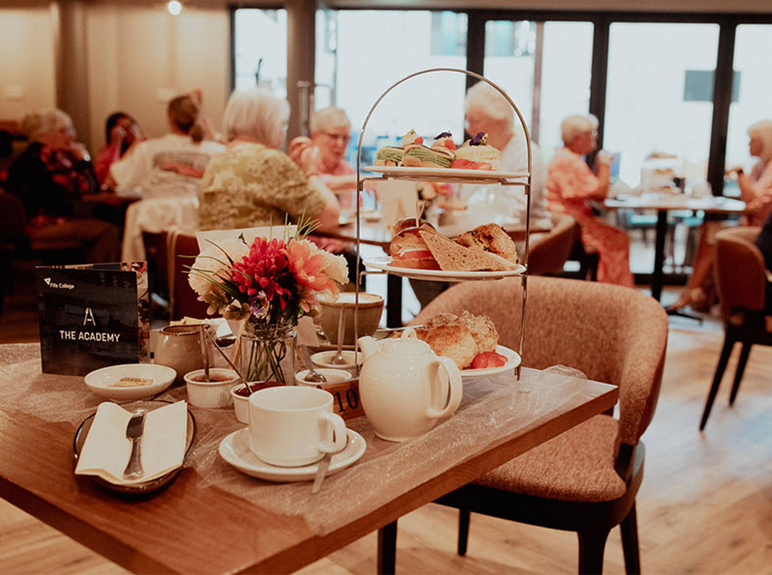 afternoon tea on table in restaurant 