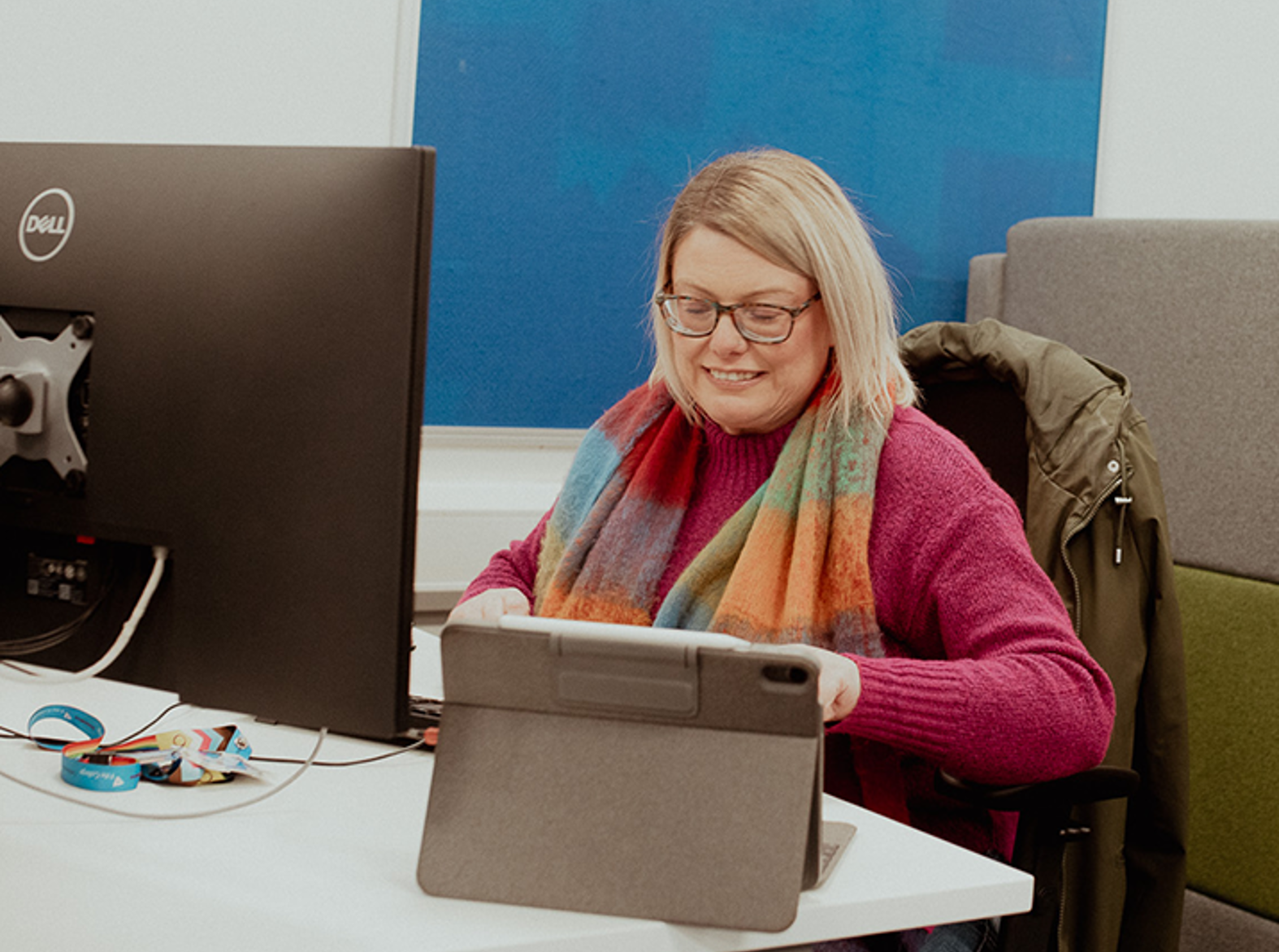 svq female student working on laptop